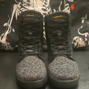 Dr. Martens Black Lace Pattern Combat Boots